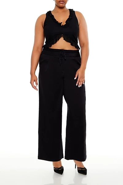 Plus Drawstring Straight Pants