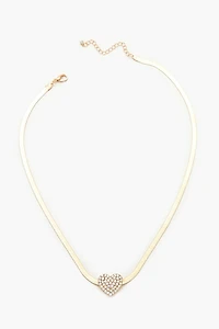 Rhinestone Heart Pendant Necklace