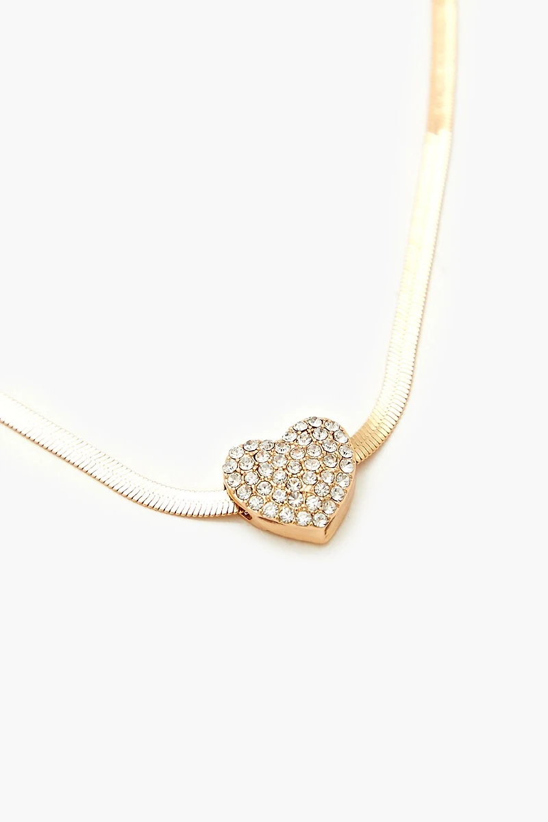 Rhinestone Heart Pendant Necklace