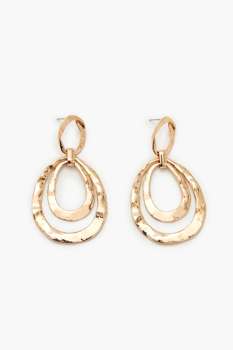 Hammered Hoop Drop Earrings