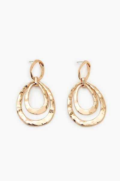 Hammered Hoop Drop Earrings