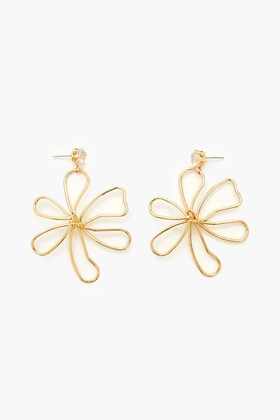 Wire Flower Drop Earrings