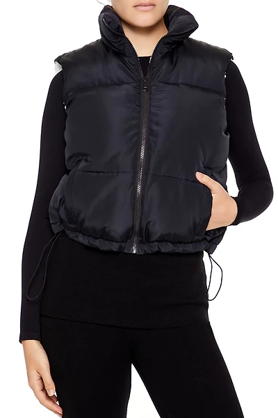 Toggle Drawstring Cropped Vest