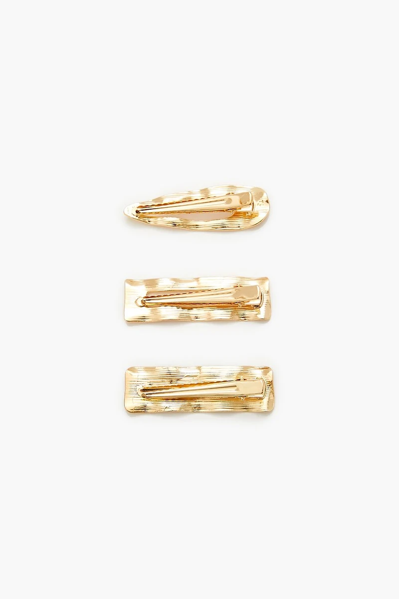 Hammered Geo Hair Clip Set