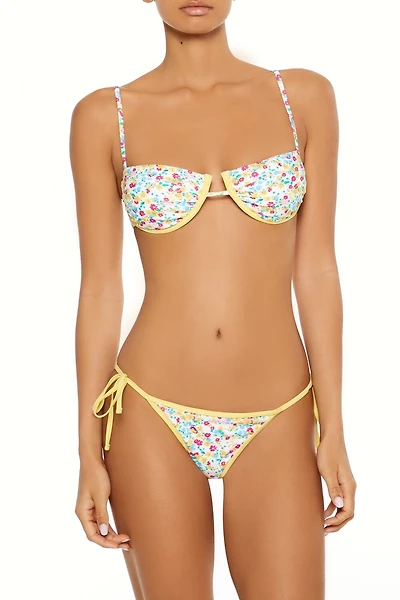 Bright Floral Contrast Underwire Bikini Top