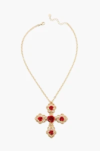 Rose Cross Pendant Necklace