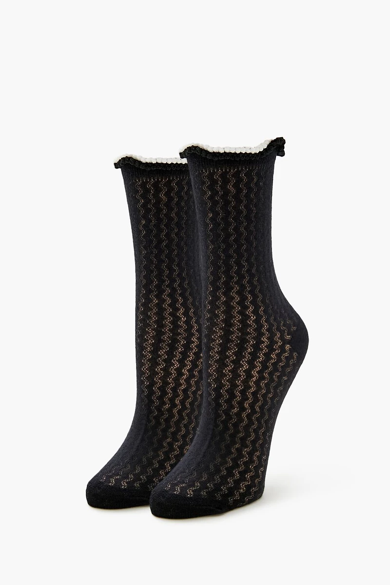 Pom Pom Lettuce-Edge Crew Socks