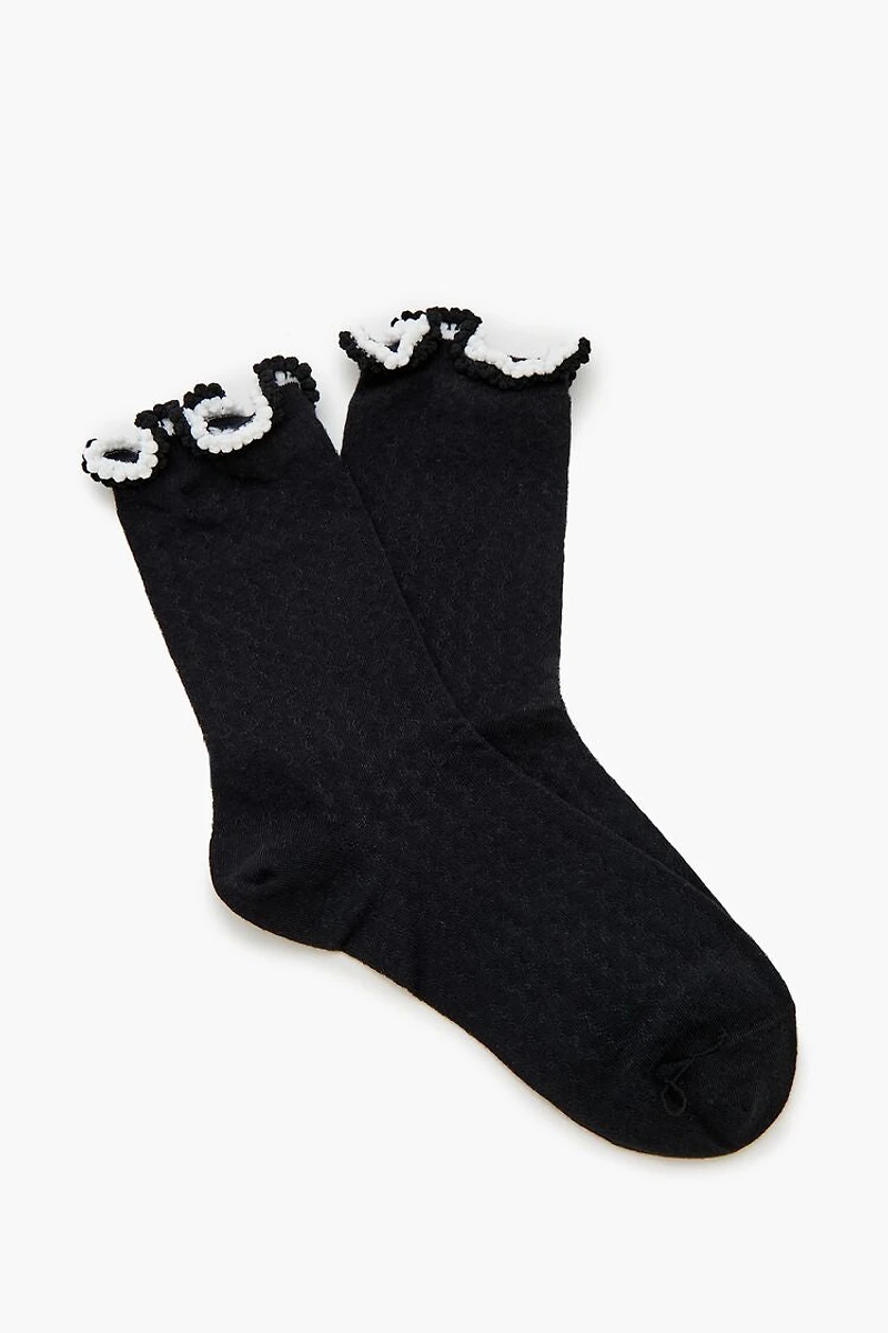 Pom Pom Lettuce-Edge Crew Socks