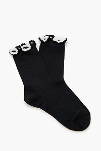 Pom Pom Lettuce-Edge Crew Socks