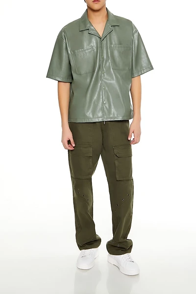 Mid-Rise Drawstring Cargo Pants