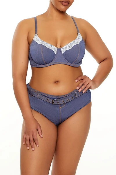 Plus Denim Underwire Bikini Top