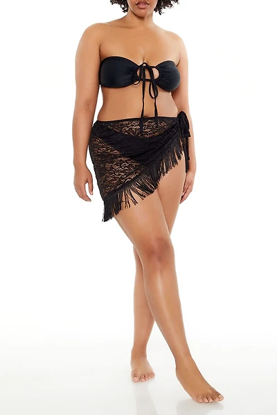 Plus Size Lace Swim Cover-Up Sarong Mini Skirt
