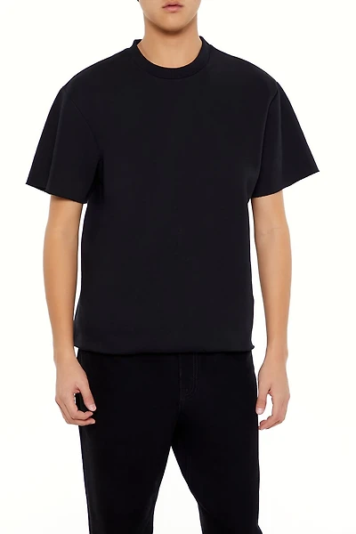 Athletic Cropped Short-Sleeve Raw-Cut Tee