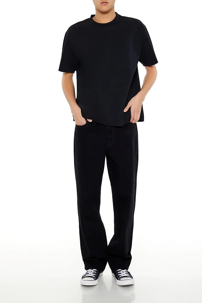 Athletic Cropped Short-Sleeve Raw-Cut Tee