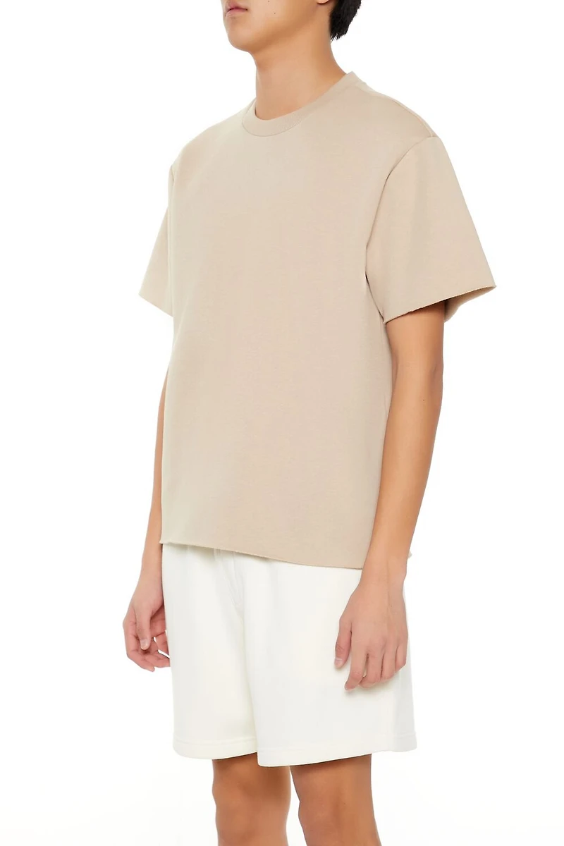 Athletic Cropped Short-Sleeve Raw-Cut Tee