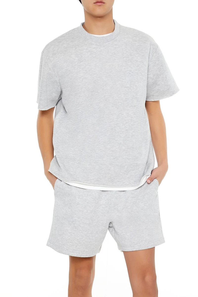 Athletic Cropped Short-Sleeve Raw-Cut Tee