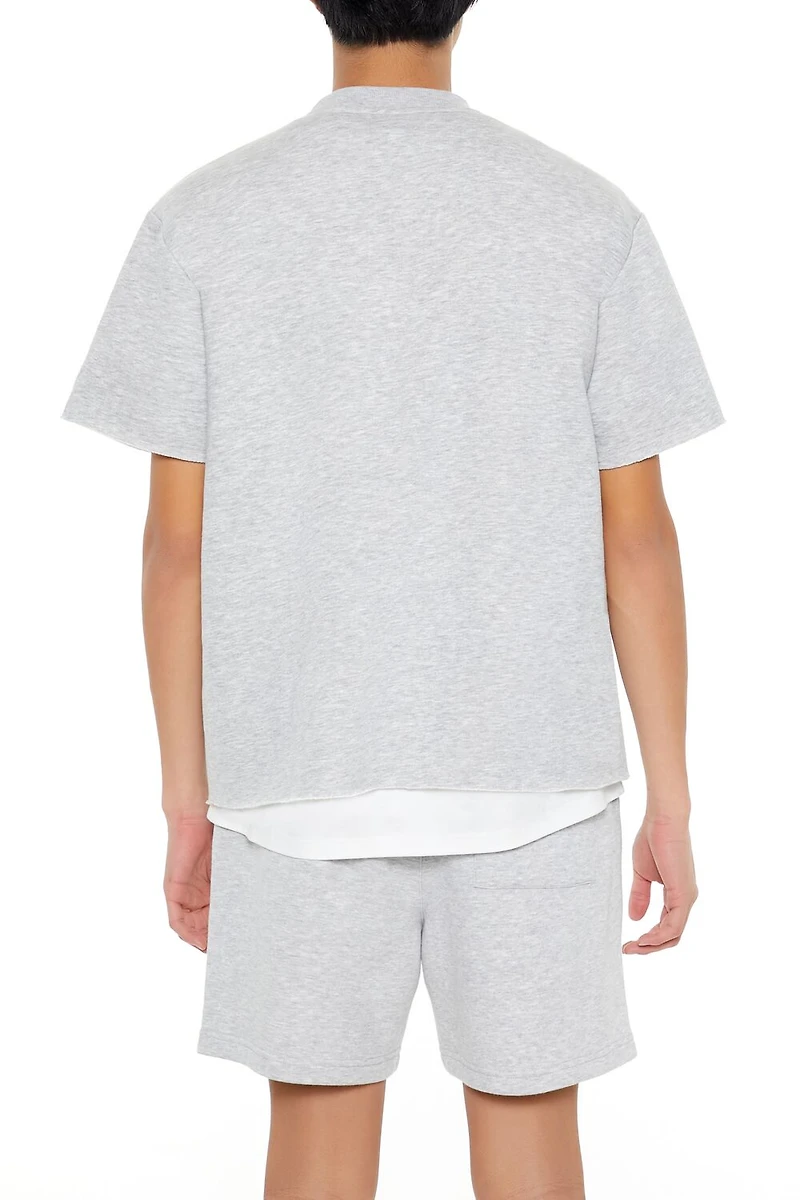 Athletic Cropped Short-Sleeve Raw-Cut Tee