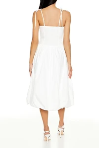 Bubble-Hem Tie-Strap Midi Dress