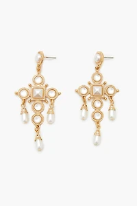 Faux Pearl Chandelier Earrings