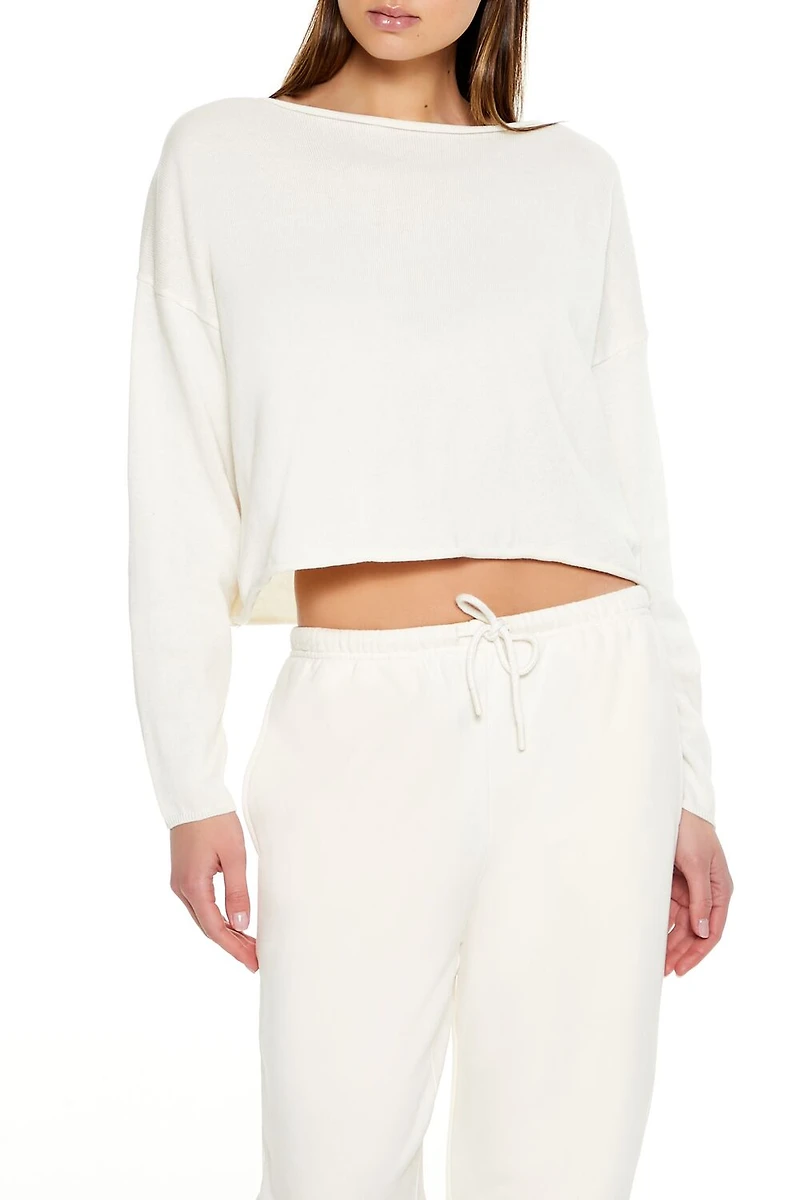 Drop-Sleeve Cropped Sweater