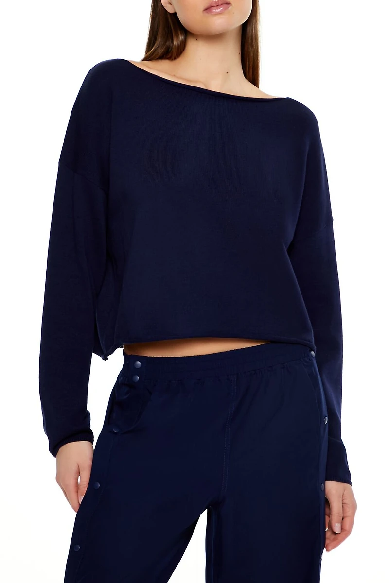 Drop-Sleeve Cropped Sweater
