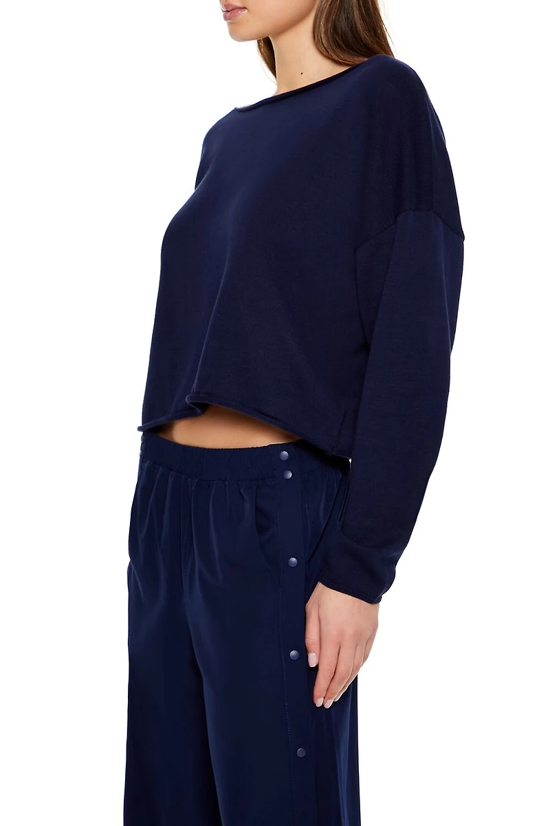 Drop-Sleeve Cropped Sweater