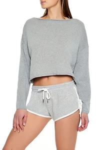 Drop-Sleeve Cropped Sweater
