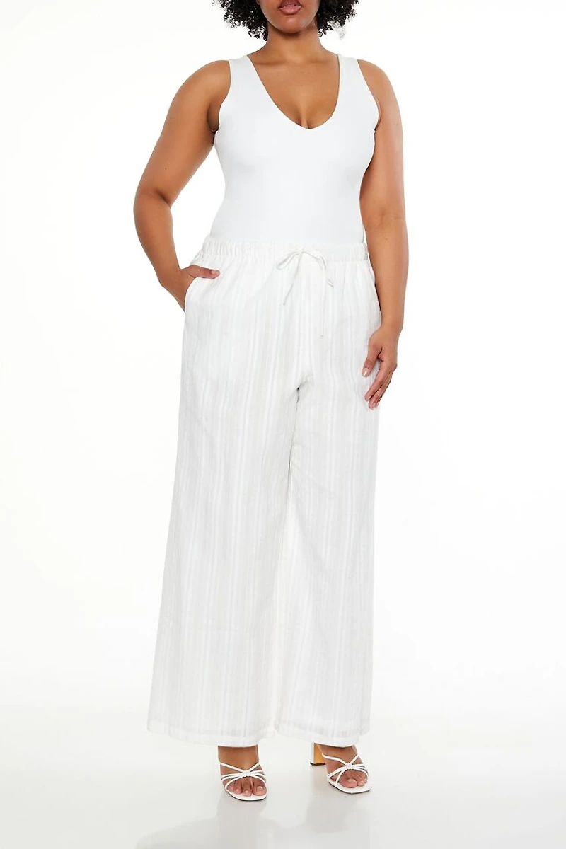 Plus Striped Wide-Leg Pants