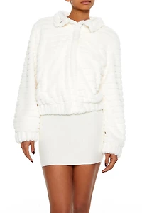 Quilted Faux Fur Bomber Jacket