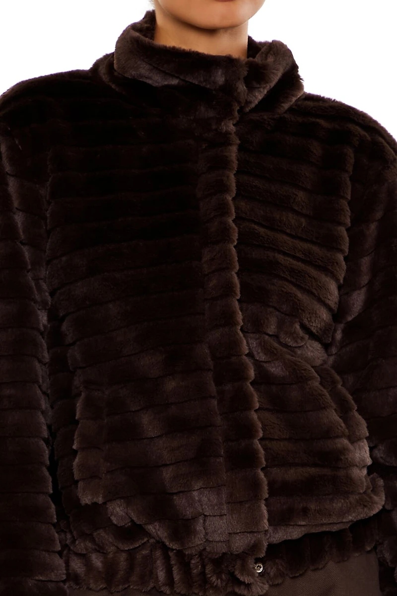 Quilted Faux Fur Bomber Jacket