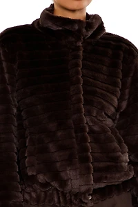 Quilted Faux Fur Bomber Jacket