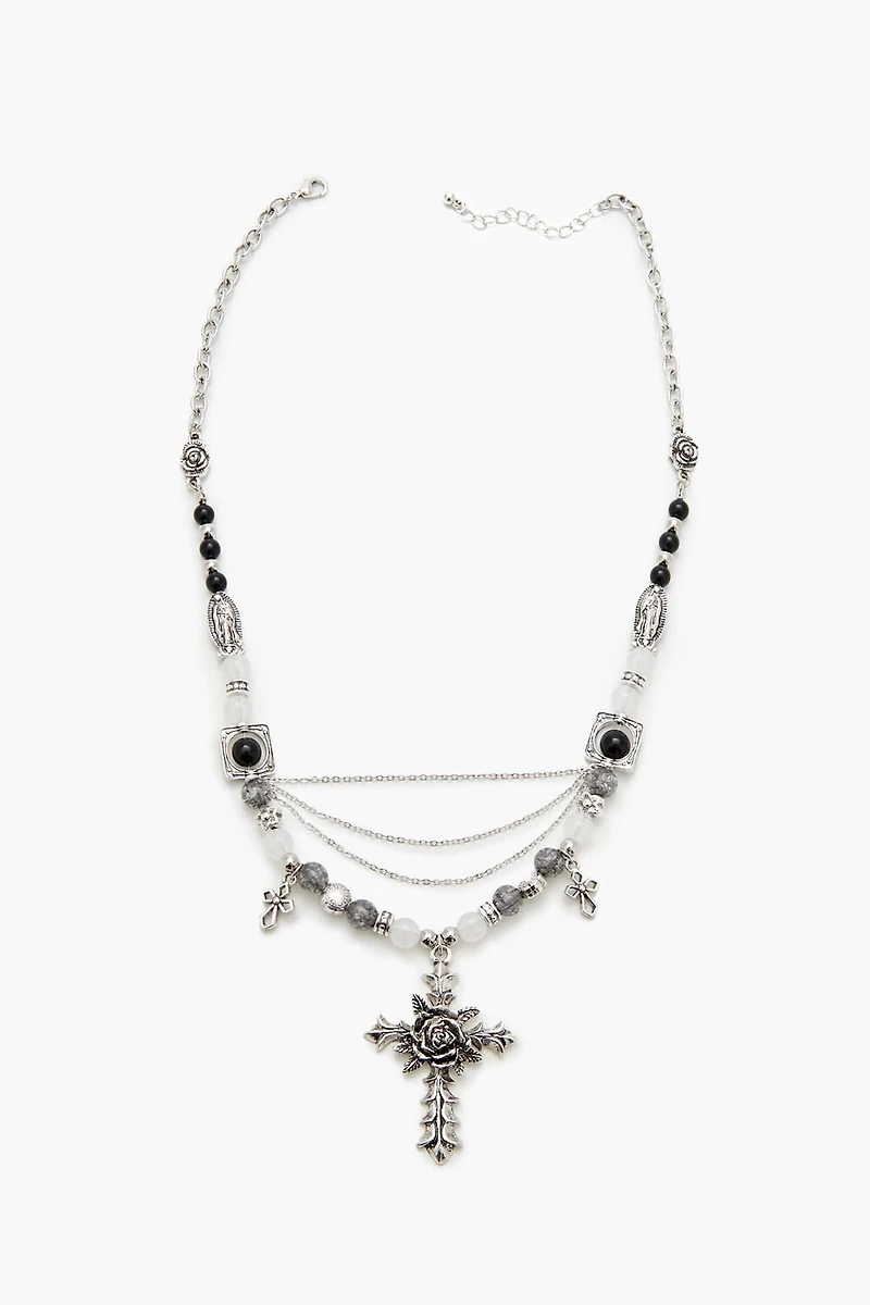 Beaded Cross Pendant Necklace