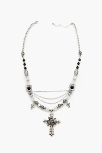 Beaded Cross Pendant Necklace
