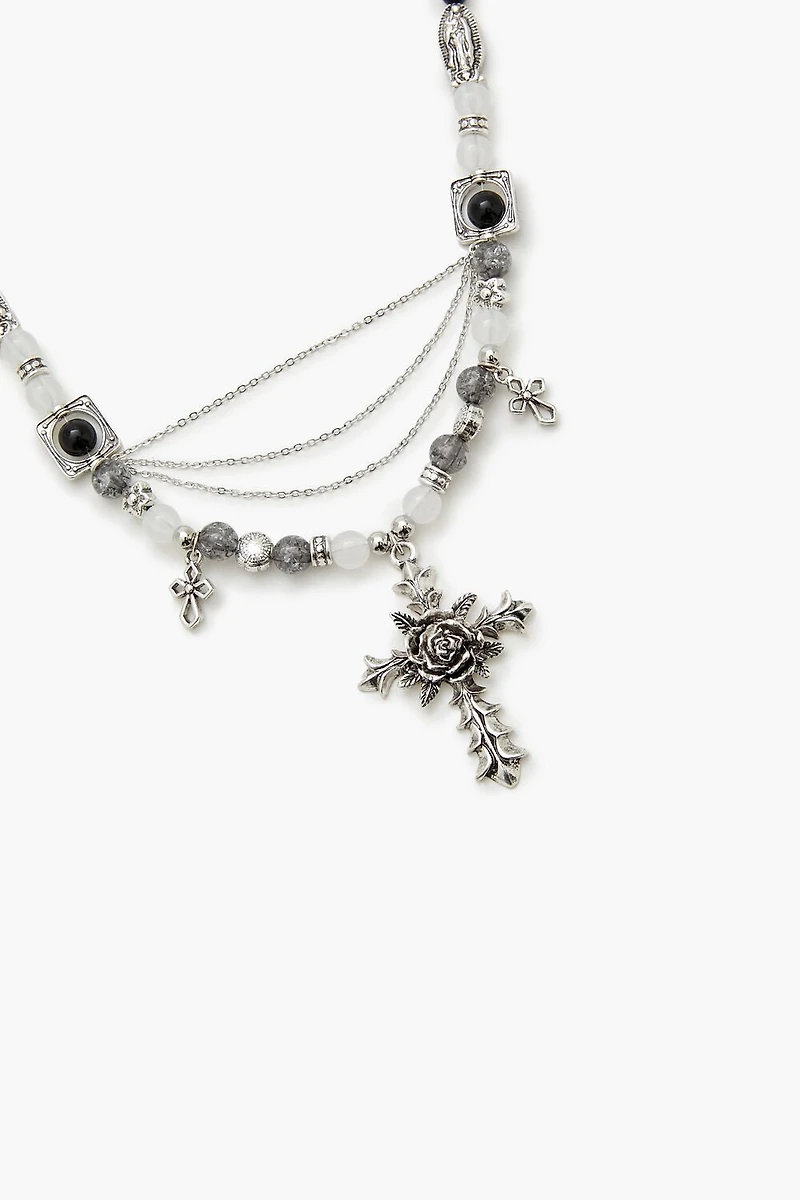 Beaded Cross Pendant Necklace