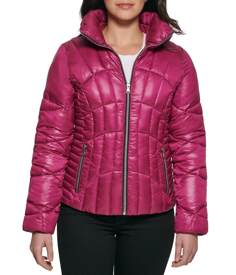 Quilted Puffer Jacket Magenta