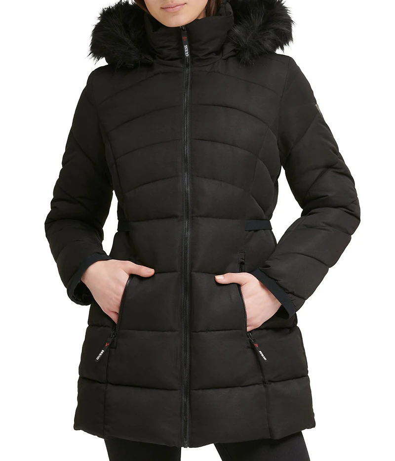 Faux Fur Trim Puffer Jacket 1 Black