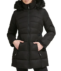 Faux Fur Trim Puffer Jacket 1 Black