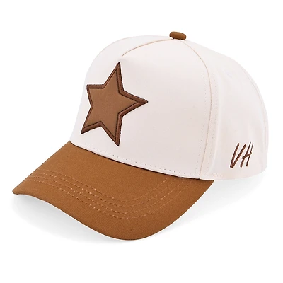 Vintage Havana Trucker Hat for Women & Men – Brown & Cream Adjustable Cap – Embroidered Star
