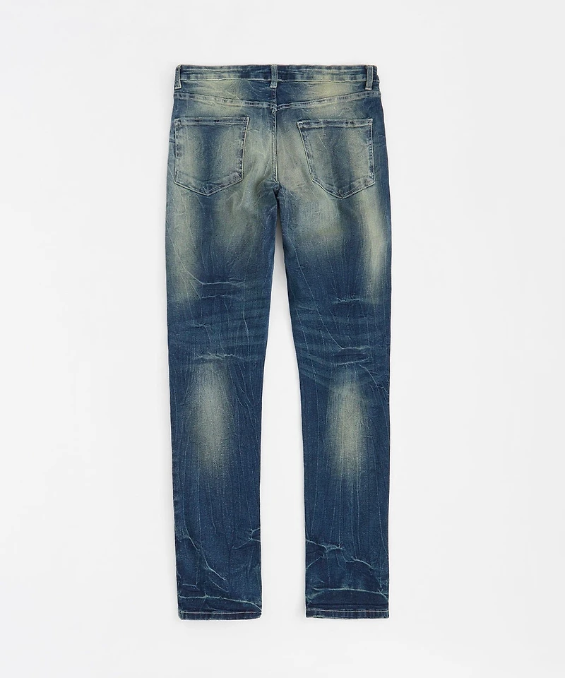 Skinny Rip and Repair Denim Pants - Medium Blue