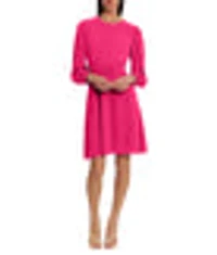 Smocked Collar Long Sleeve Mini Dress