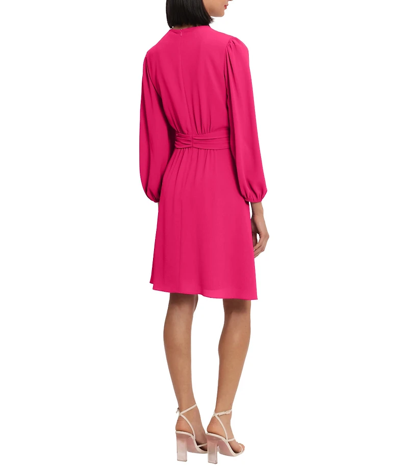 Smocked Collar Long Sleeve Mini Dress