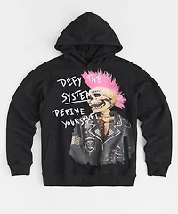 Defy the System Embroidered Hoodie - Black
