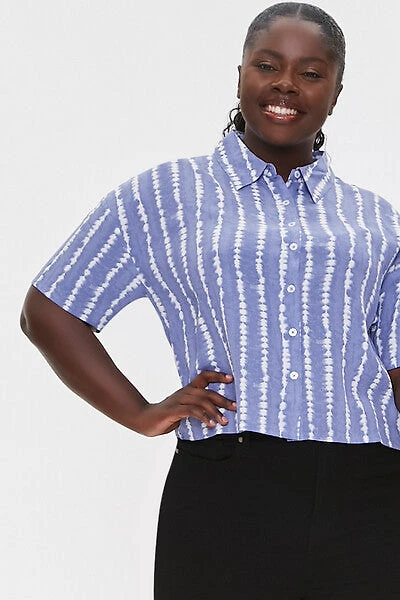 Plus Size Abstract Striped Shirt