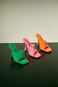 Terry Cloth Open-Toe Stiletto Heels