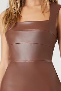Faux Leather Sleeveless Midi Dress