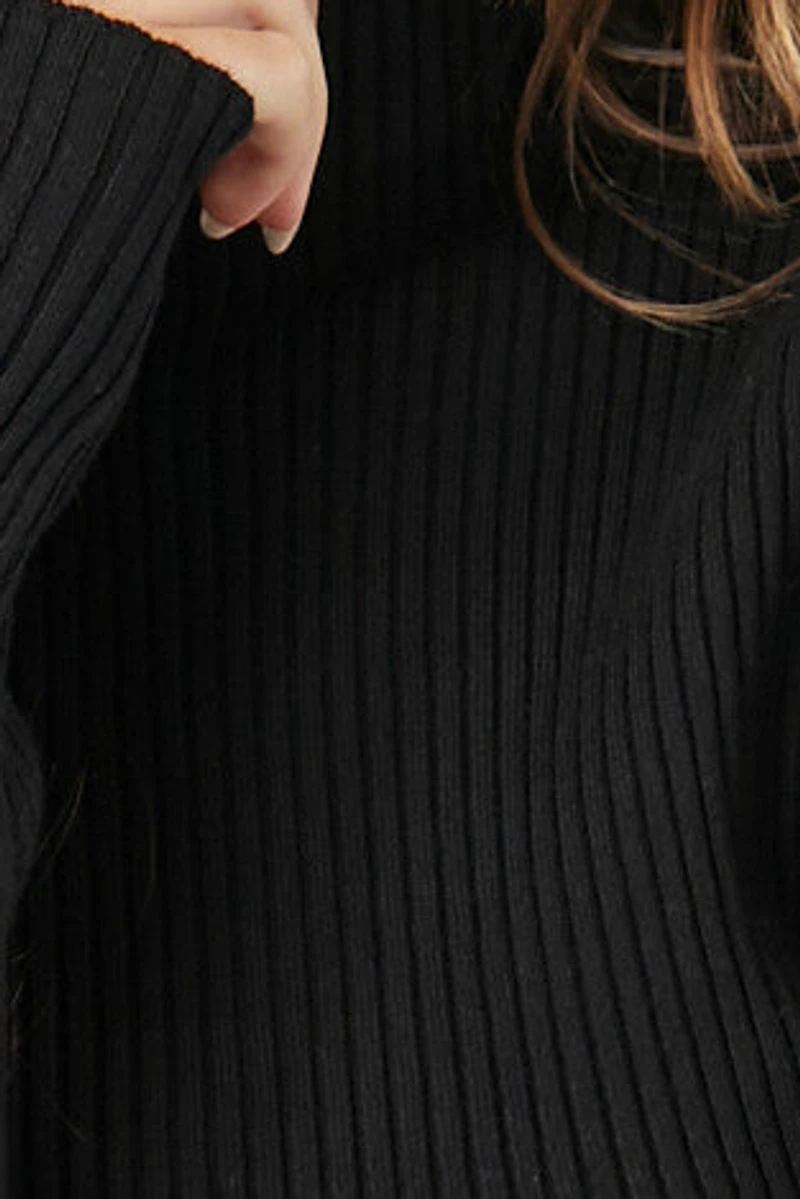 Mock Neck Sweater-Knit Crop Top