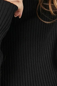 Mock Neck Sweater-Knit Crop Top