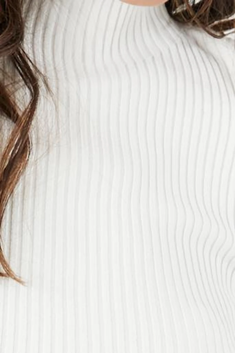 Mock Neck Sweater-Knit Crop Top