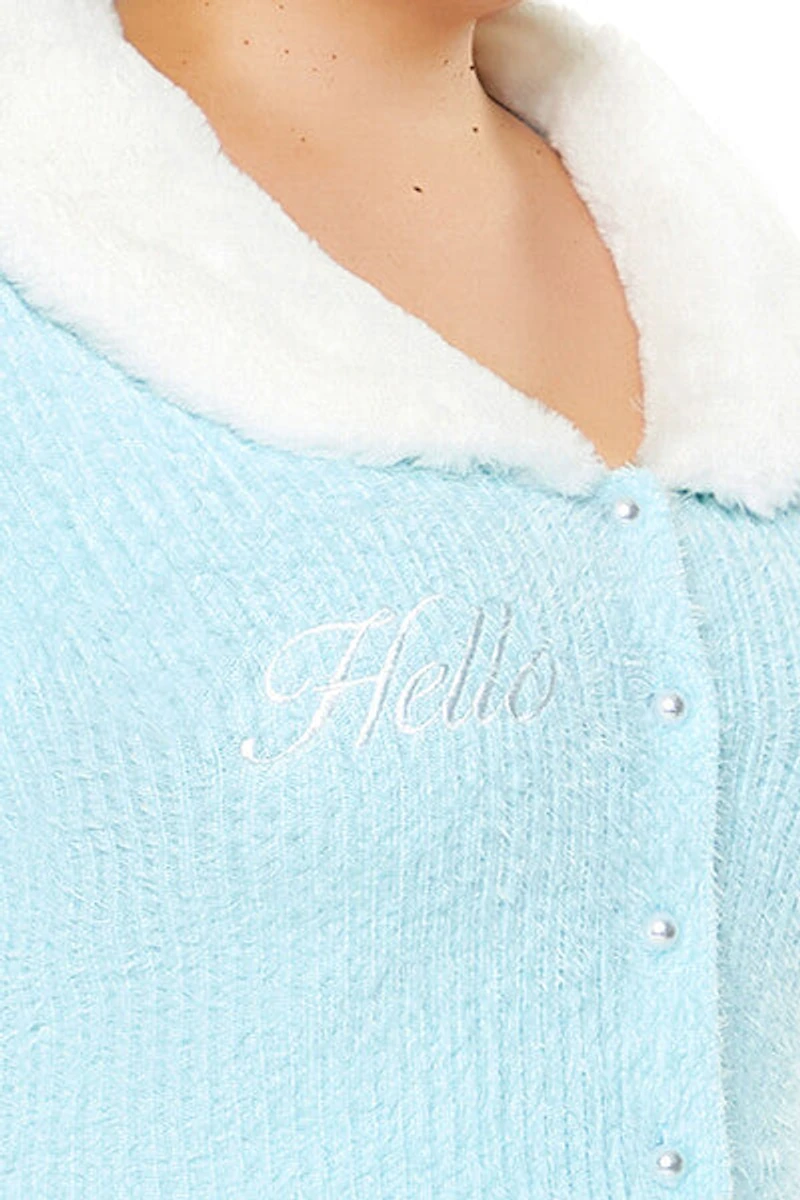 Plus Faux Fur Hello Kitty Cardigan Sweater