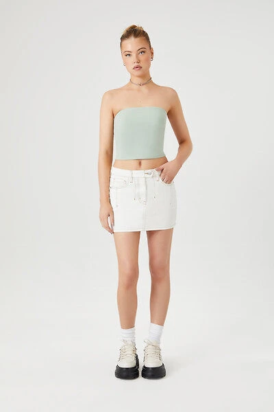 Seamed Denim Mini Skirt